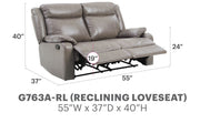 Glory Furniture reclining loveseat for two with plush cushions and modern design, ideal for comfortable living room seating.