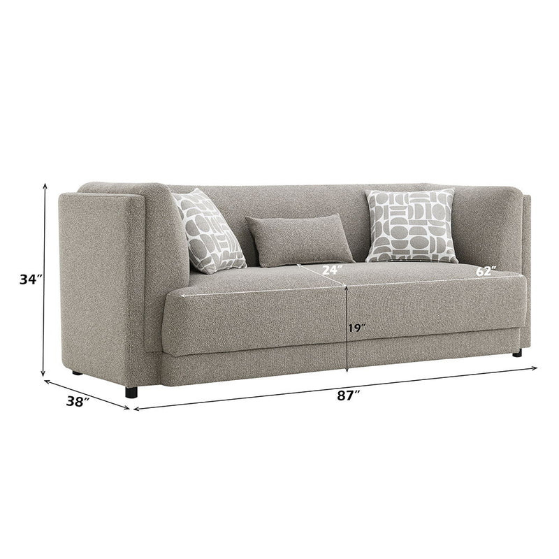 Glenda - Sofa With 3 Pillows - Gray Chenille - R&R Furniture Gallery (Fountain Valley, CA)