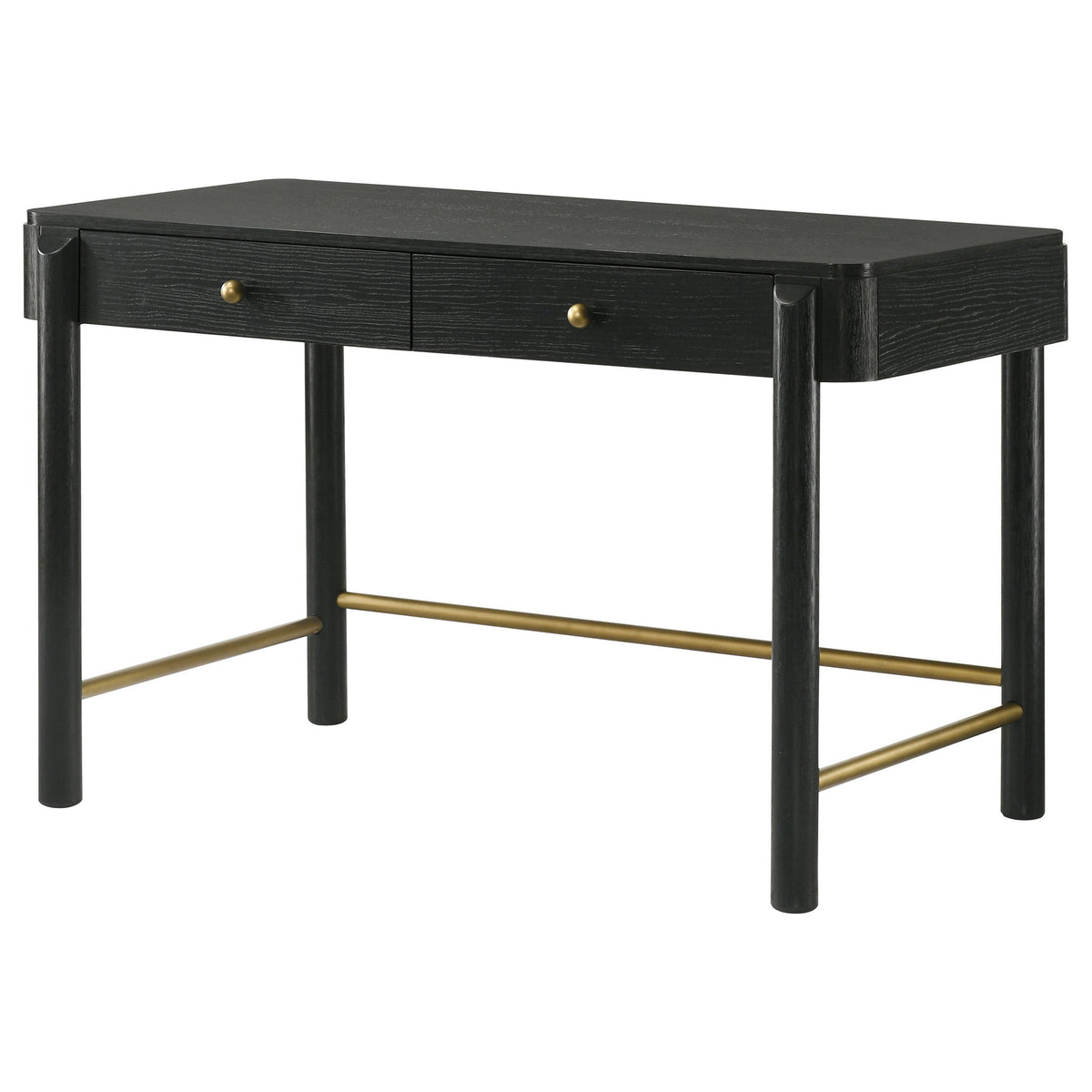 Anser - 2 Drawer Vanity Desk Makeup Table Rounded Design - Black