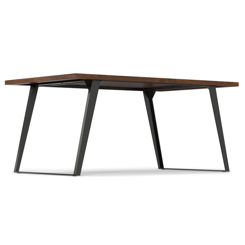 Handcrafted square dining table by Simpli-Home with a natural wood finish, perfect for modern dining rooms.