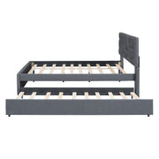 Upholstered Platform Bed With Brick Pattern Headboard And Twin Long Size Trundle - R&R Furniture Gallery (Fountain Valley, CA)