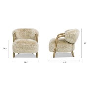 Becker - Rustic Oak Sheepskin Upholstered Accent Arm Chair - Taupe Beige - R&R Furniture Gallery (Fountain Valley, CA)