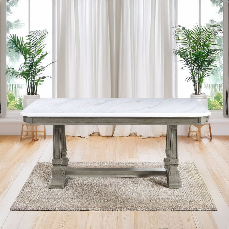 Zumala - Dining Table - Marble Top & Weathered Oak - R&R Furniture Gallery (Fountain Valley, CA)