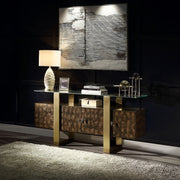 Mabyn - Console Cabinet - Brass & Antique Brown - R&R Furniture Gallery (Fountain Valley, CA)