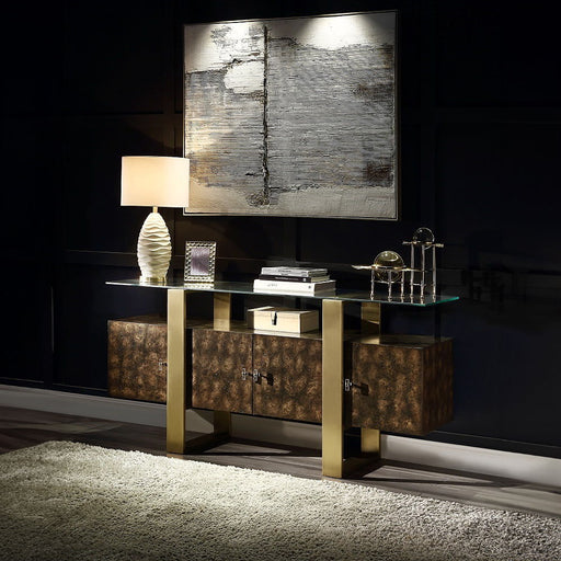 Mabyn - Console Cabinet - Brass & Antique Brown - R&R Furniture Gallery (Fountain Valley, CA)
