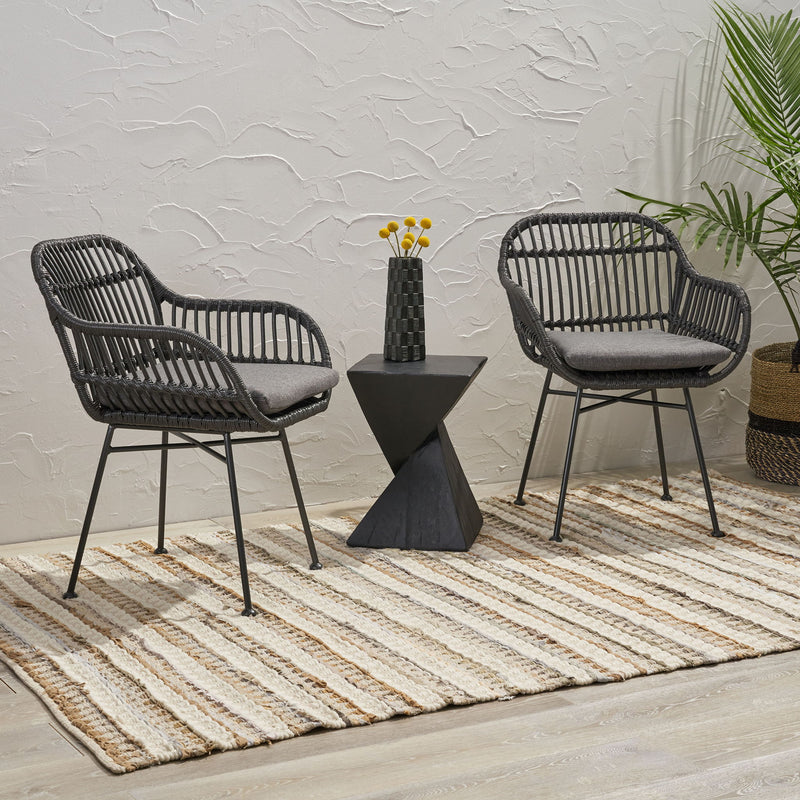Outdoor Rattan Accent Chair With Metal Legs - R&R Furniture Gallery (Fountain Valley, CA)