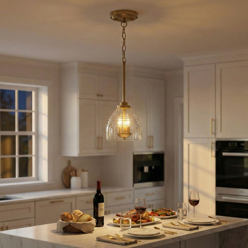 Ember - 3 Candle Lights Chain Pendant - Clear / Gold - R&R Furniture Gallery (Fountain Valley, CA)