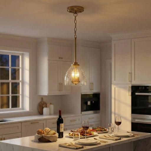Ember - 3 Candle Lights Chain Pendant - Clear / Gold - R&R Furniture Gallery (Fountain Valley, CA)