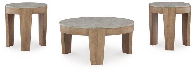 Guystone - Occasional Table Set (Set of 3) - Light Brown - R&R Furniture Gallery (Fountain Valley, CA)