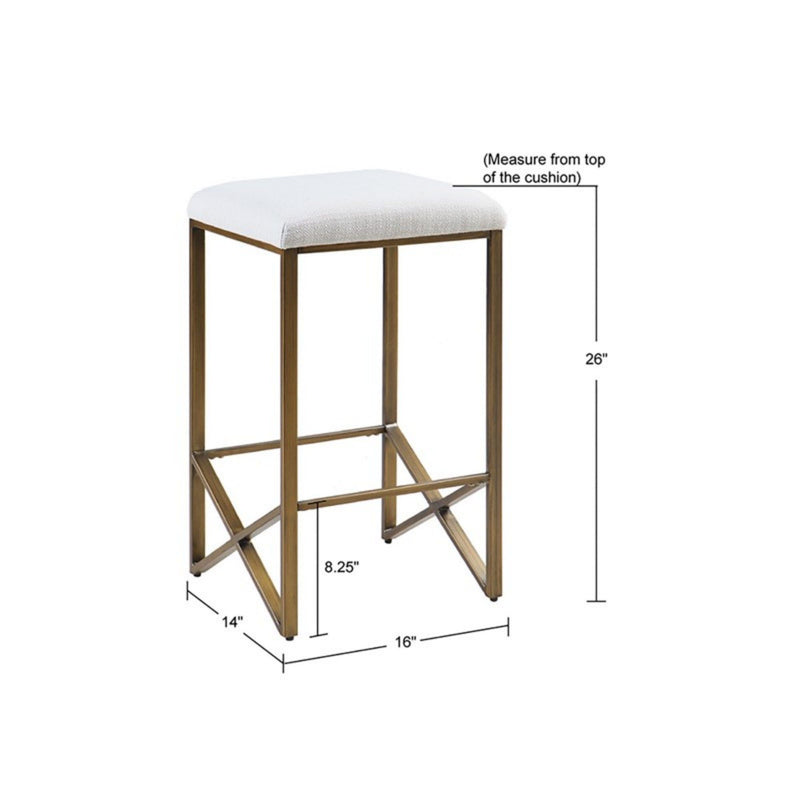 Backless Upholstered Counter Stool With Padded Seat - Ivory / Bronze - R&R Furniture Gallery (Fountain Valley, CA)