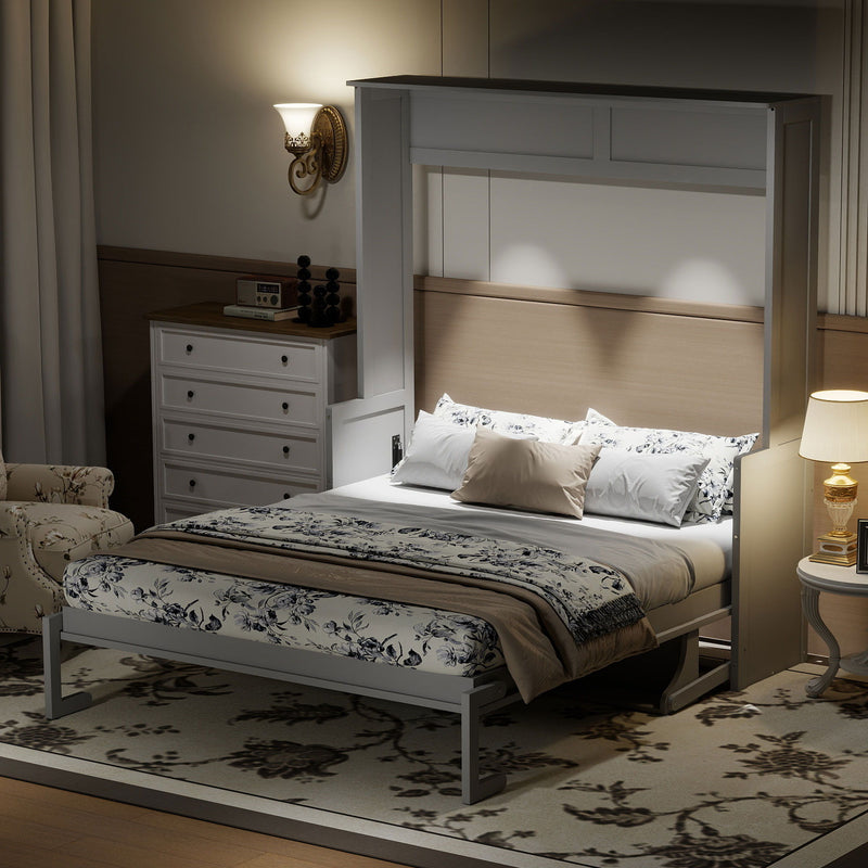 Murphy Bed With Desk, LED Lights & USB Charging Station - R&R Furniture Gallery (Fountain Valley, CA)