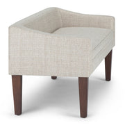 Contemporary upholstered bench by Simpli-Home with soft fabric and sleek design, ideal for living room or entryway seating.