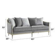 Fernando - Sofa With 5 Pillows - Gray Chenille & Champagne - R&R Furniture Gallery (Fountain Valley, CA)
