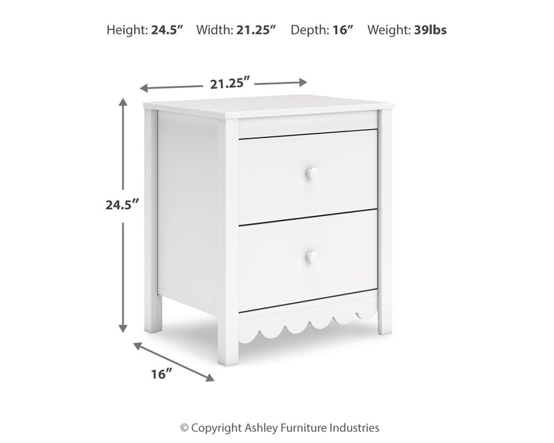 Hallityn - Two Drawer Night Stand - White - R&R Furniture Gallery (Fountain Valley, CA)
