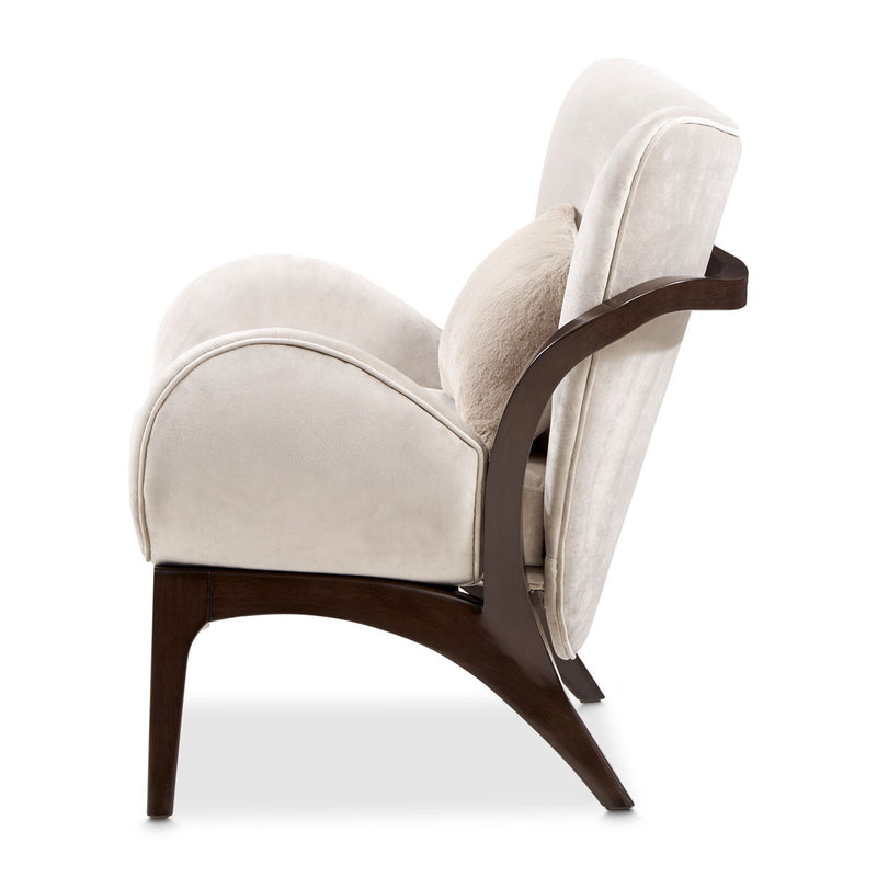 Camellia Field - Velvet Accent Chair - Beige / Dark Brown - R&R Furniture Gallery (Fountain Valley, CA)