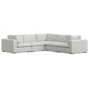 Handcrafted Jasmine sectional sofa by Simpli-Home featuring plush cushions and a modern stationary design in a cozy living room setting.