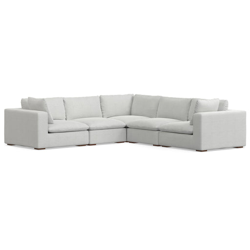 Handcrafted Jasmine sectional sofa by Simpli-Home featuring plush cushions and a modern stationary design in a cozy living room setting.