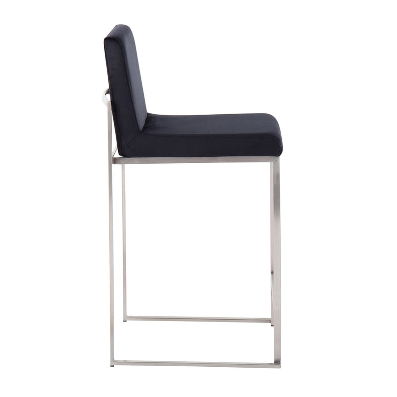 Lumi Source Fuji high back counter stool with contemporary design, featuring wooden legs and a cushioned seat.