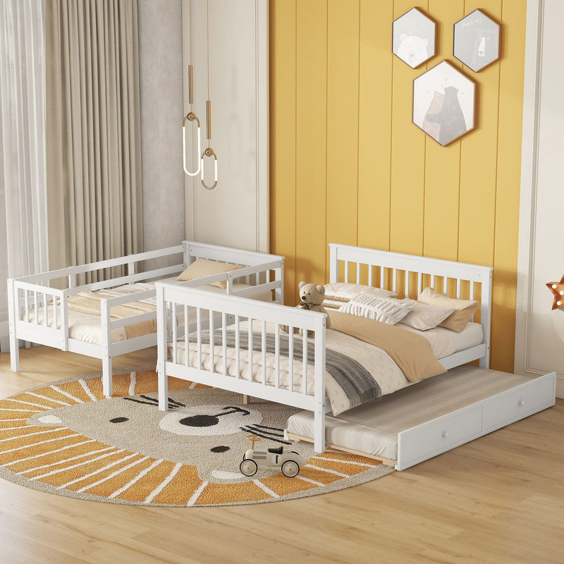 Bunk Bed With Twin Size Trundle, Storage And Guard Rail For Bedroom - R&R Furniture Gallery (Fountain Valley, CA)
