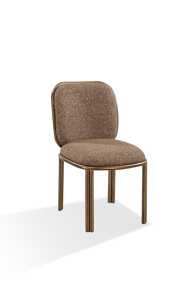 Mataranka Dining Chair in Giraffe Chenille and Brushed Golden Stainless Steel