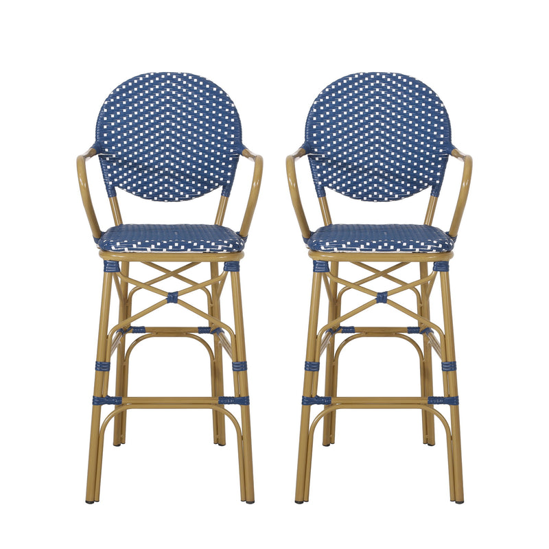 Outdoor Wicker And Aluminum French Barstools (Set of 2) - R&R Furniture Gallery (Fountain Valley, CA)