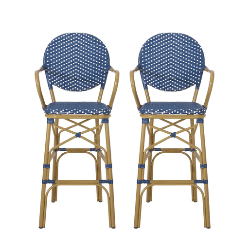 Outdoor Wicker And Aluminum French Barstools (Set of 2) - R&R Furniture Gallery (Fountain Valley, CA)