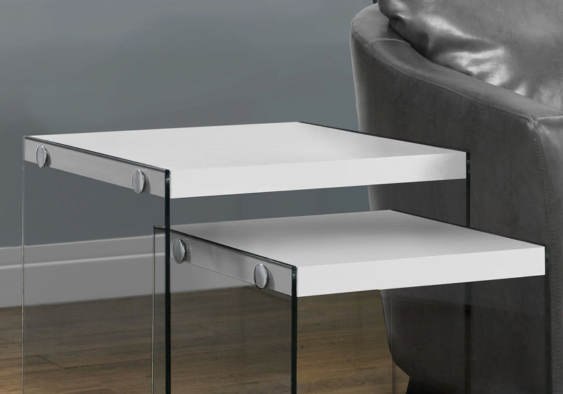 Accent Nesting Table Clear Tempered Glass For Living Room (Set of 2) - R&R Furniture Gallery (Fountain Valley, CA)
