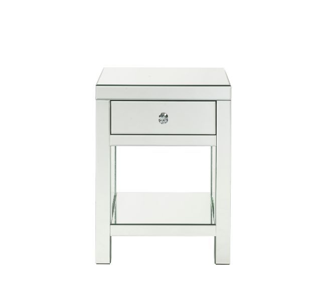 Nysa - 18" X 14" Accent Table - Mirrored & Faux Crystals - R&R Furniture Gallery (Fountain Valley, CA)