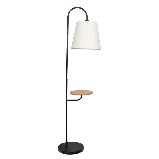 Seoul - Floor Lamp With Rotary Switch Wood Table Base - Black / White - R&R Furniture Gallery (Fountain Valley, CA)