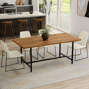 Simpli-Home Campbell handcrafted dining table with wooden surface and sturdy legs, ideal for family meals and gatherings.