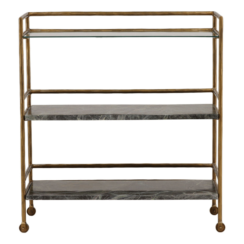 Loxley - Bar Cart - Brown And Green And Antique Brass