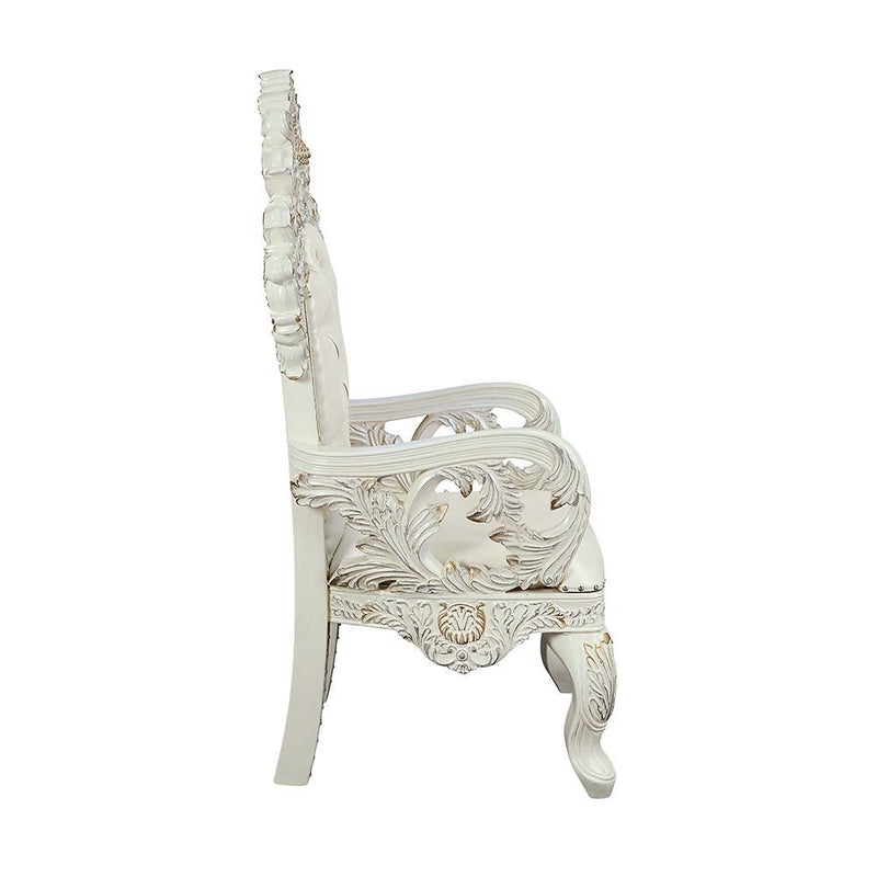 Adara - Arm Chair (Set of 2) - Pearl White Synthetic Leather & Antique White - R&R Furniture Gallery (Fountain Valley, CA)