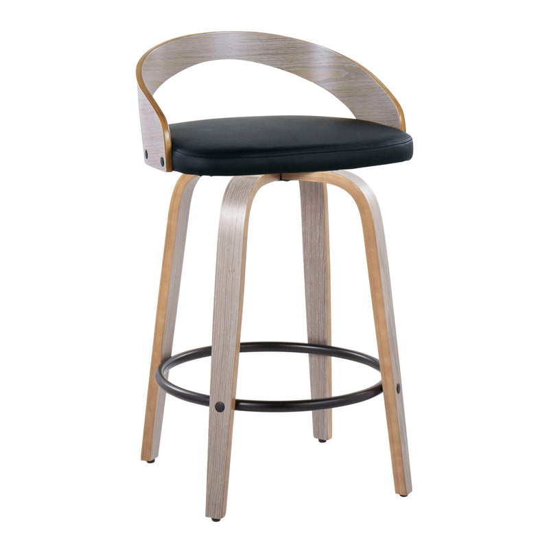 Grotto - Mid Century Modern Fixed Height Counter Stool With Swivel With Round Footrest (Set of 2) - R&R Furniture Gallery (Fountain Valley, CA)