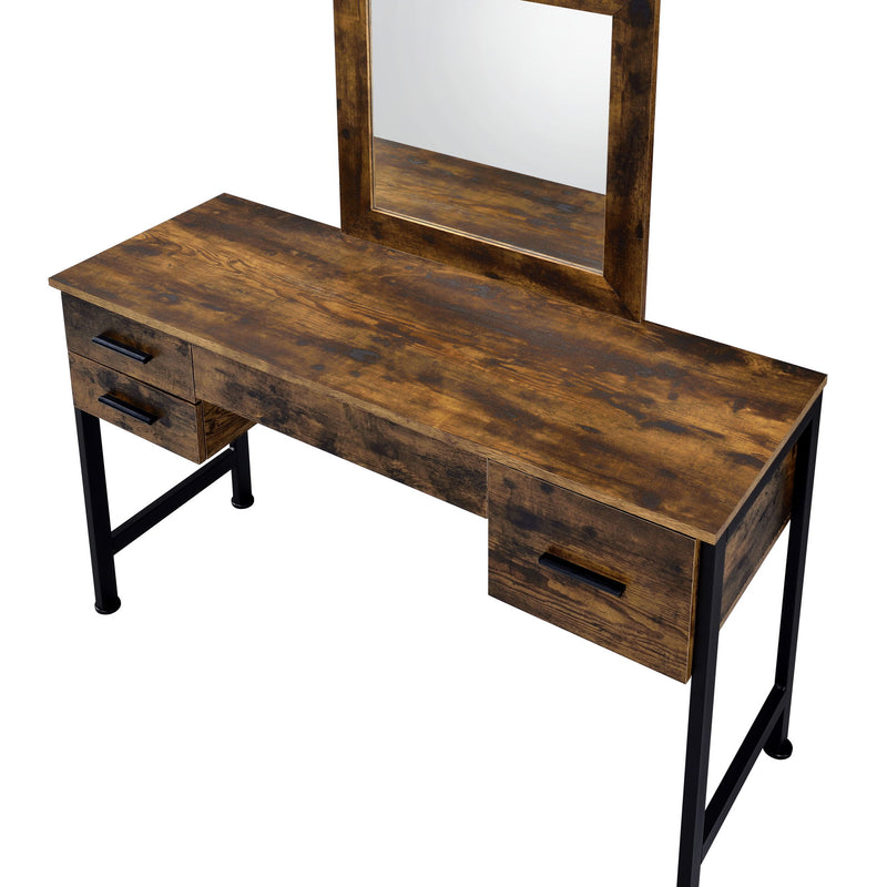 Juvanth - Vanity Desk & Mirror - Rustic Oak & Black - R&R Furniture Gallery (Fountain Valley, CA)
