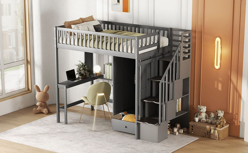 Loft Bed With Bookshelf, Drawers, Desk, And Wardrobe - R&R Furniture Gallery (Fountain Valley, CA)