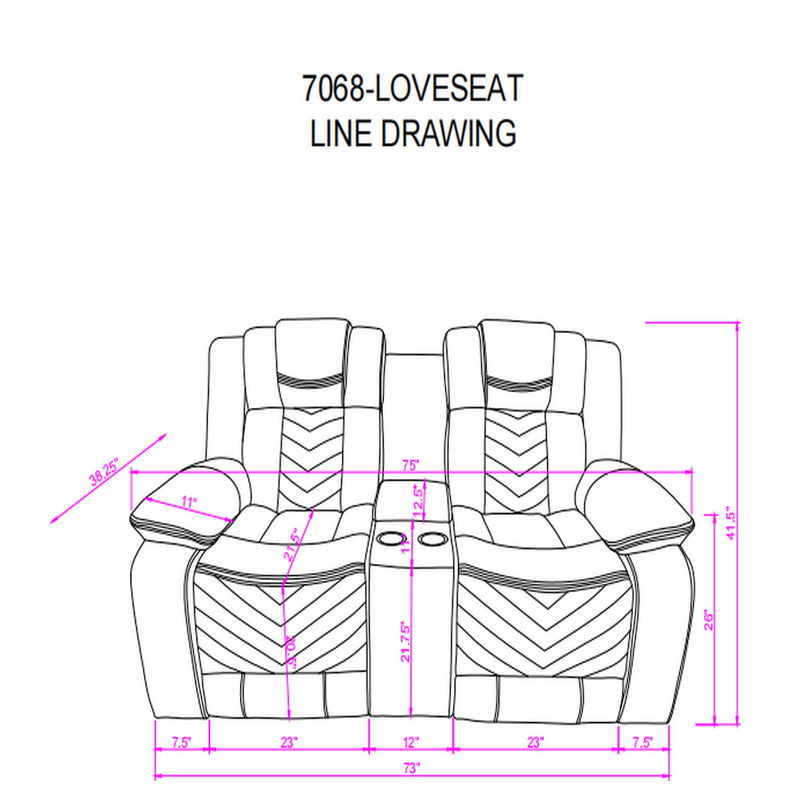 Raize - 10 Power Console Reclining Loveseat With LED - Gray - R&R Furniture Gallery (Fountain Valley, CA)