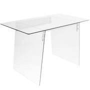 Lumi Source Glacier contemporary desk with clear glass top and chrome legs, modern writing desk for home or office use.