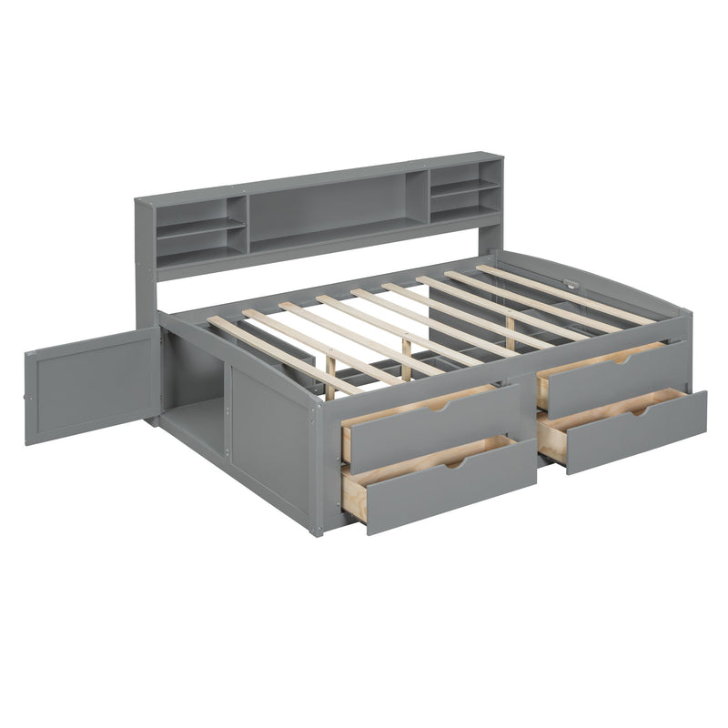 Daybed With 2 Bedside Cabinets, Upper Shelves And 4 Drawers - R&R Furniture Gallery (Fountain Valley, CA)