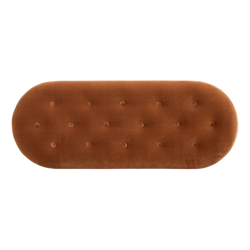 Jennifer Taylor Home Melinda oval tufted bullion fringe storage bench with upholstered fabric and decorative fringe detailing.