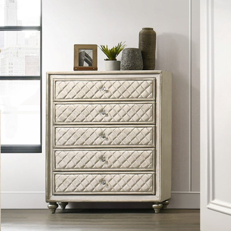 Lucienne - Chest - Beige Velvet - R&R Furniture Gallery (Fountain Valley, CA)