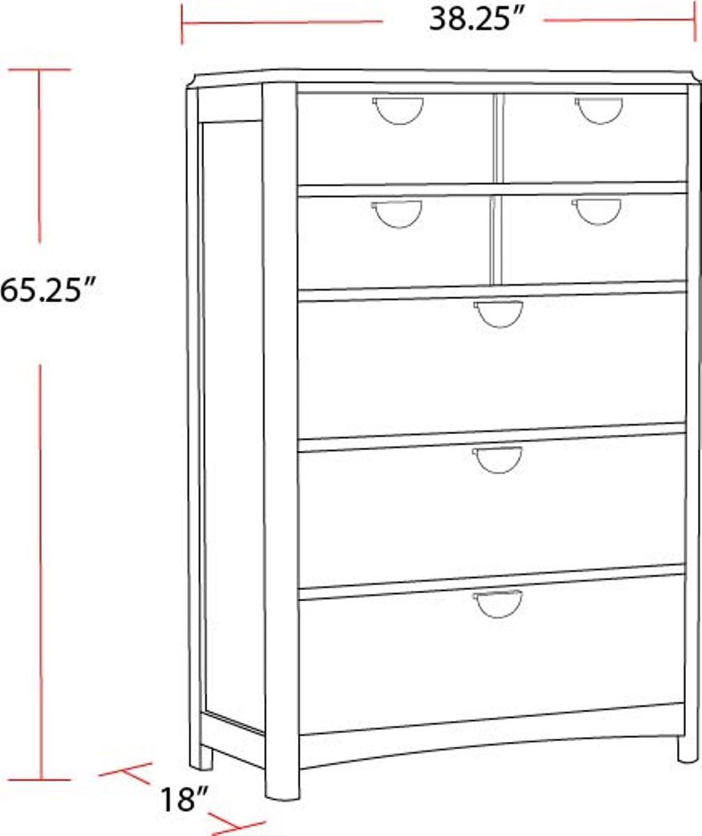 Escape - Bedroom 5 Drawer Chest With Cedar Bottom - Glazed Natural Oak