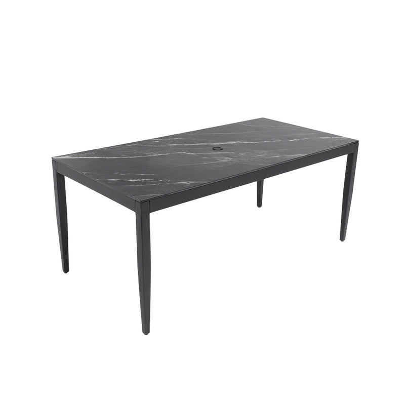 Modern outdoor patio dining table by Life Outside with tapered legs, weatherproof, rust-free design, ideal for outdoor dining spaces.