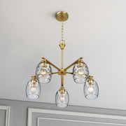 5 Lights Linear Arms With Chain Chandelier - Clear / Gold - R&R Furniture Gallery (Fountain Valley, CA)