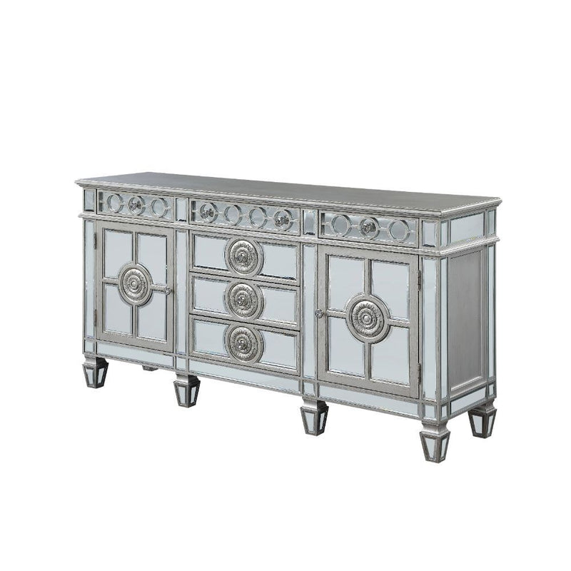Varian - 36" Server - Mirrored & Antique Platinum - R&R Furniture Gallery (Fountain Valley, CA)