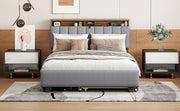 Upholstered Platform Bed With Storage Headboard, Trundle & 2 Drawers And A Set Of Sockets & USB Ports - R&R Furniture Gallery (Fountain Valley, CA)