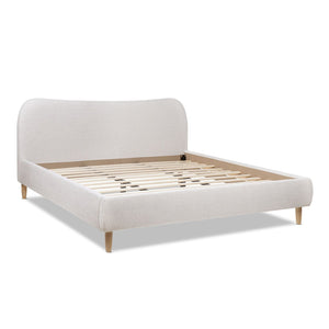 Roman - King Curved Headboard Upholstered Platform Bed - Light Beige