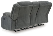 Observation - Double Reclining Power Loveseat With Console - Steel - R&R Furniture Gallery (Fountain Valley, CA)