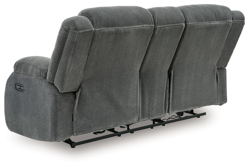 Observation - Double Reclining Power Loveseat With Console - Steel - R&R Furniture Gallery (Fountain Valley, CA)