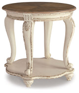 Realyn - Round End Table - White / Brown - R&R Furniture Gallery (Fountain Valley, CA)
