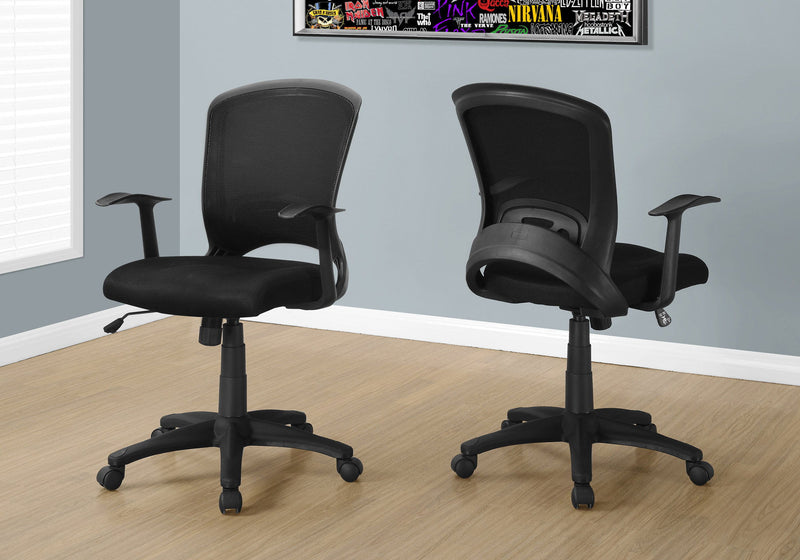 Office Chair, Adjustable Height, Swivel, Ergonomic, Armrests, Mesh - Black - R&R Furniture Gallery (Fountain Valley, CA)